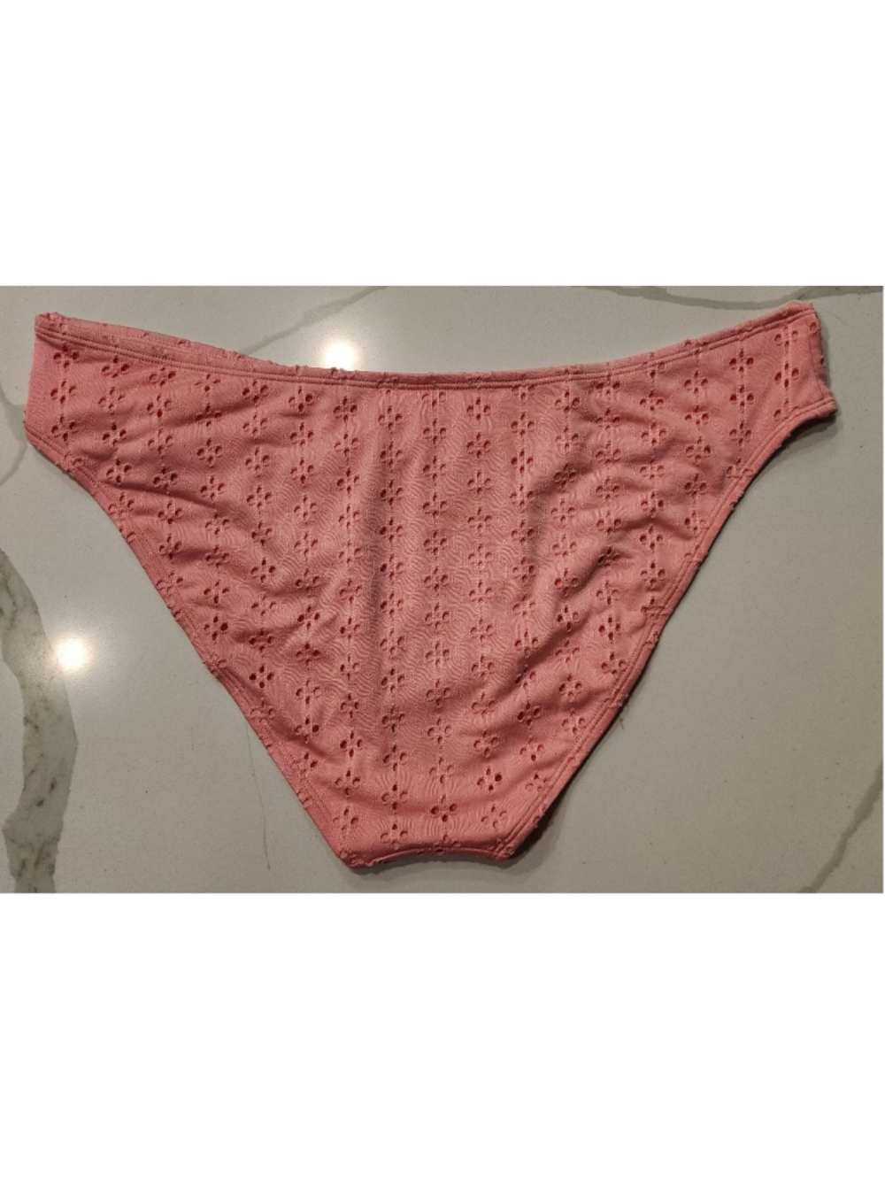 Ninety-Nine Coral Pink Eyelet High Leg Bikini Swim Bottoms Juniors Size XXL NWT - Picture 2 of 7